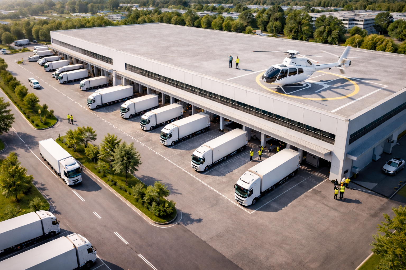 Lagerhalle mit angedockten Lkw